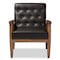 Baxton Studio Sorrento Brown Faux Leather Upholstered Wooden Lounge Chair 122-6765 - alternate 1